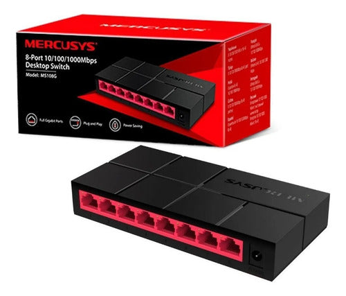 Switch Mercusys 8 Puertos Ms108g 10/100/1000 Mbps Pack 2