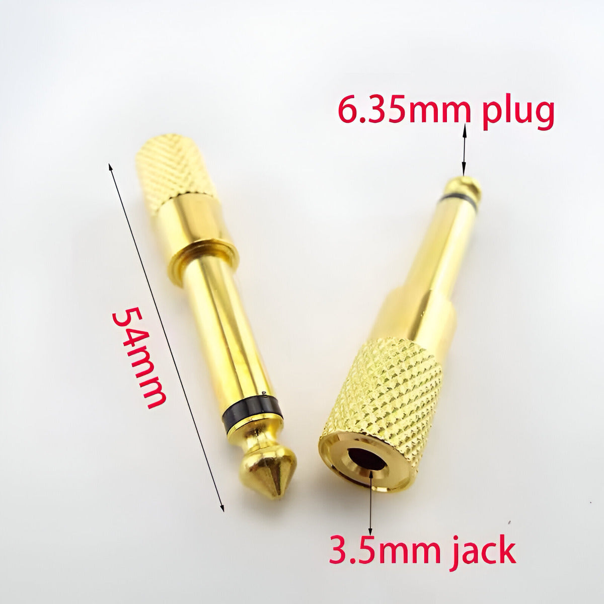 Pack 4 Adaptadores Audio Plug 3.5mm A 6.5mm Jack Oro Mono