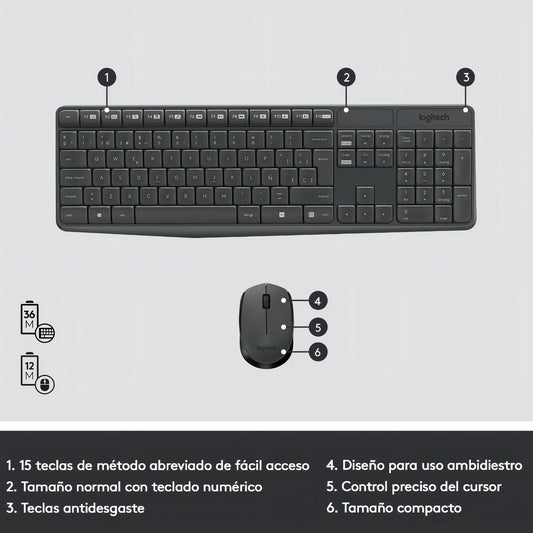 Kit Teclado Mouse Inalámbrico Mk235 Logitech Español España
