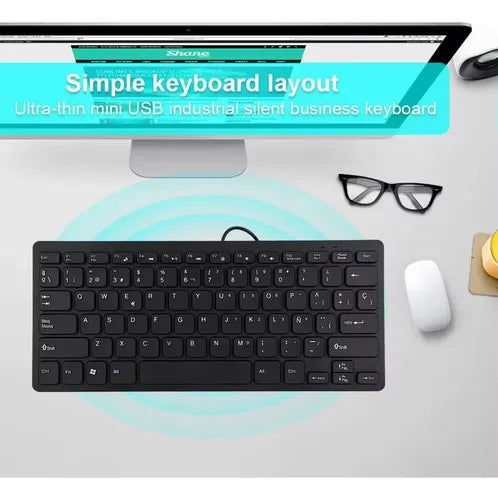 Mini Teclado Usb 78 Teclas Compacto Portable Pack 2 Unidades Negro Español Latinoamérica