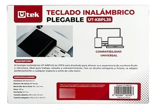 Mini Teclado Slim Bluetooth Plegable Inalámbrico Español Negro Español Latinoamérica