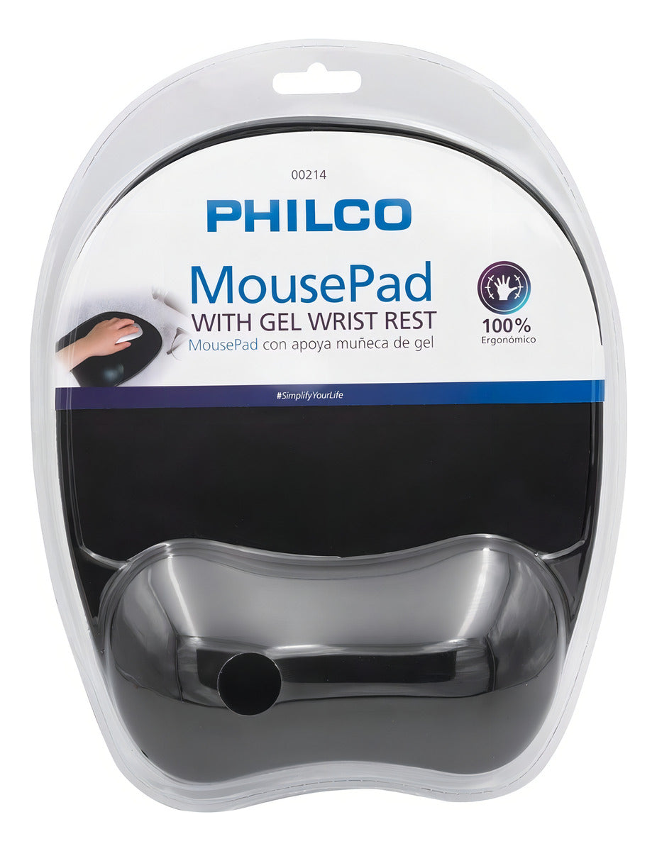 Mouse Pad Con Apoyo Muñecas Ergonómico Gel Negro Philco