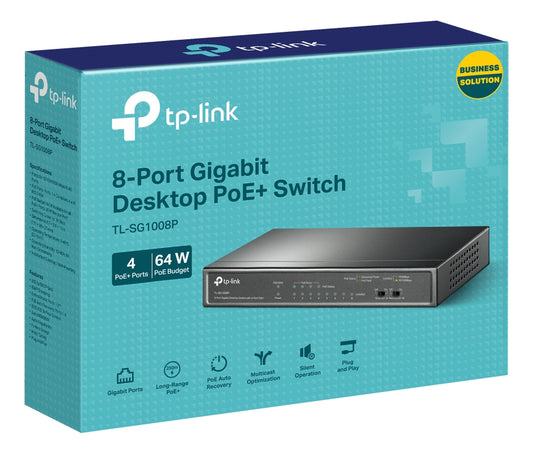 Switch Poe+ Tp-link Tl-sg1008p 8 Puertos Gigabit