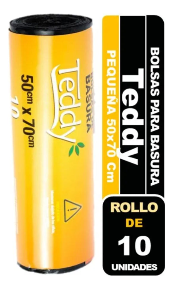 Bolsas Basura Negra Teddy 50x70cm Alta Calidad 10 Und