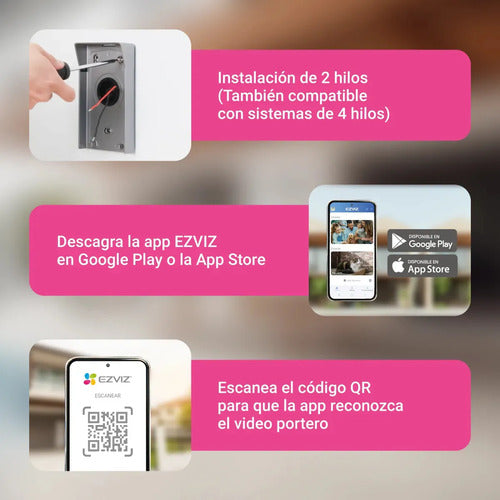 Video Portero Wifi Ezviz Smart Home Hp7 2k 3mp Doorphone Color Gris Oscuro