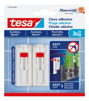 Blíster Clavo Adhesivo Para Azulejos Y Metal 3kg Tesa Blanco