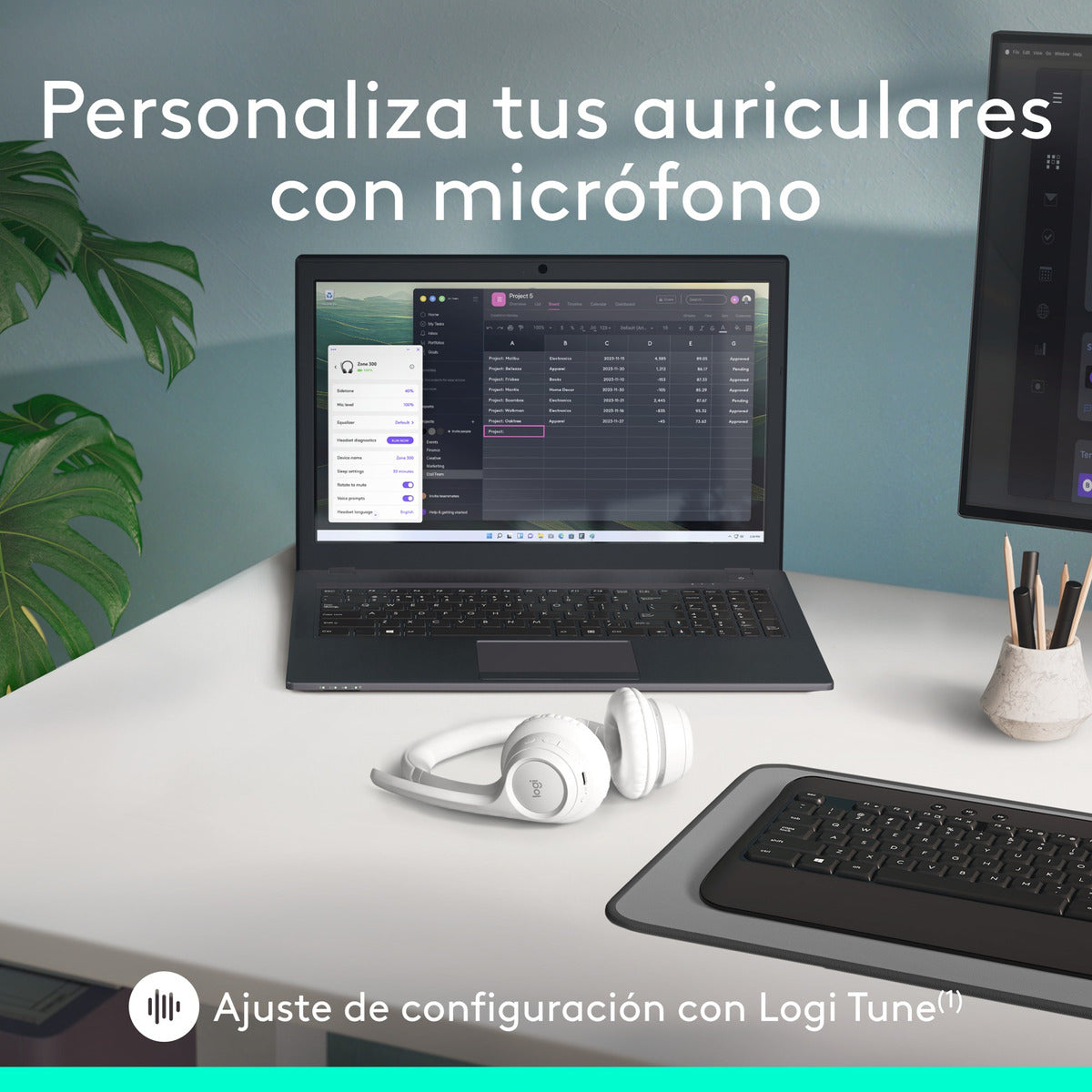 Audífonos Bluetooth Con Micrófono Zone 300 Logitech Blanco