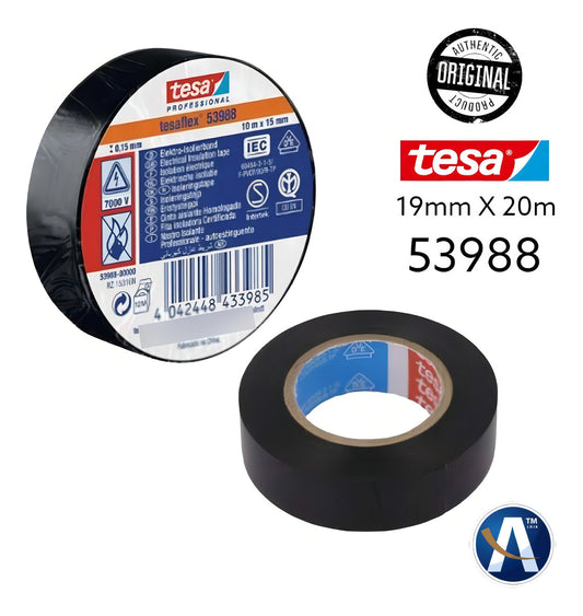 Pack 3 Unidades Cinta Aisladora Profesional 20m X 19mm Tesa