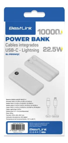 Power Bank 10000mah Bestlink 22.5w Carga Rapida Bateria Blanco