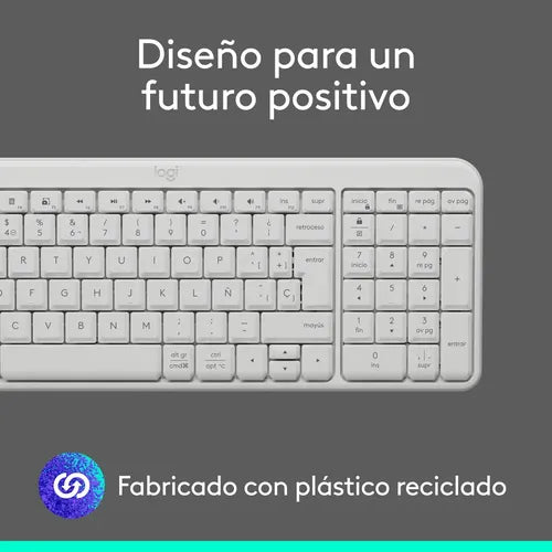Teclado Inalámbrico Ligero Compacto Bluetooth Logitech K250 Blanco Español España