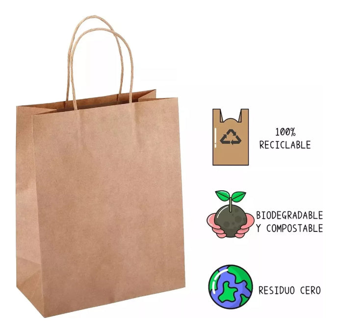 Bolsa Papel Kraft Manilla 34 X 17 X 39 Pack 10 Unidades