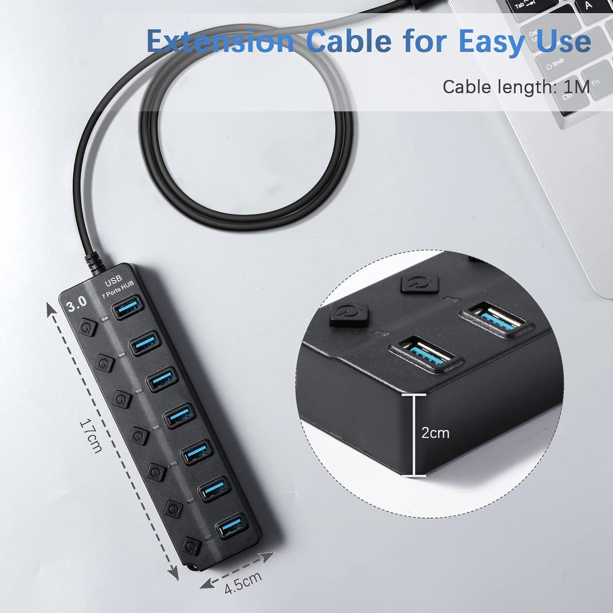 Hub 7 En 1 Usb 3.0 Con 1 Usb 3.0 Y 6 Usb 2.0 Luz Led