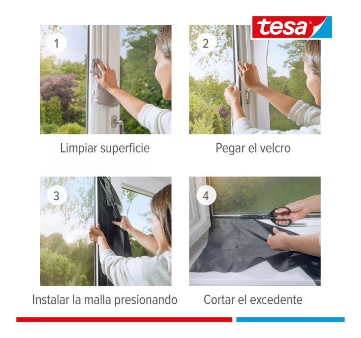 Pack X 3 Malla Mosquitera Ventanas 1,3m X 1,5m Blanca Tesa