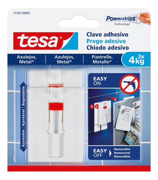 Clavo Adhesivo Ajustable Removible Tesa Superficie Lisa 4kg