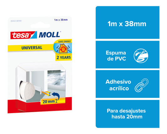 Tesamoll Universal Puertas Umbral 38mm X 1mt Blanco Tesa