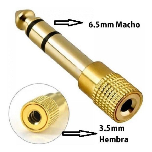 Pack 4 Adaptadores Audio Plug 3.5 A 6.5 Estéreo Oro