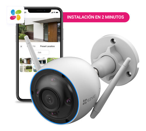 Camara Seguridad Wifi H3 2k Sirena Luz Exterior Audio Ezviz Blanco