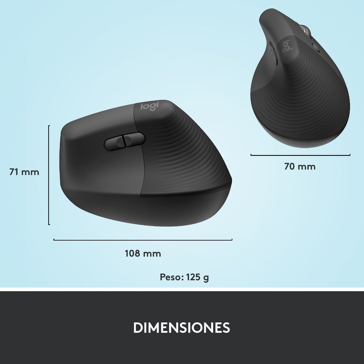 Mouse Vertical Bluetooth Ergonomico Diestro Logitech Grafito