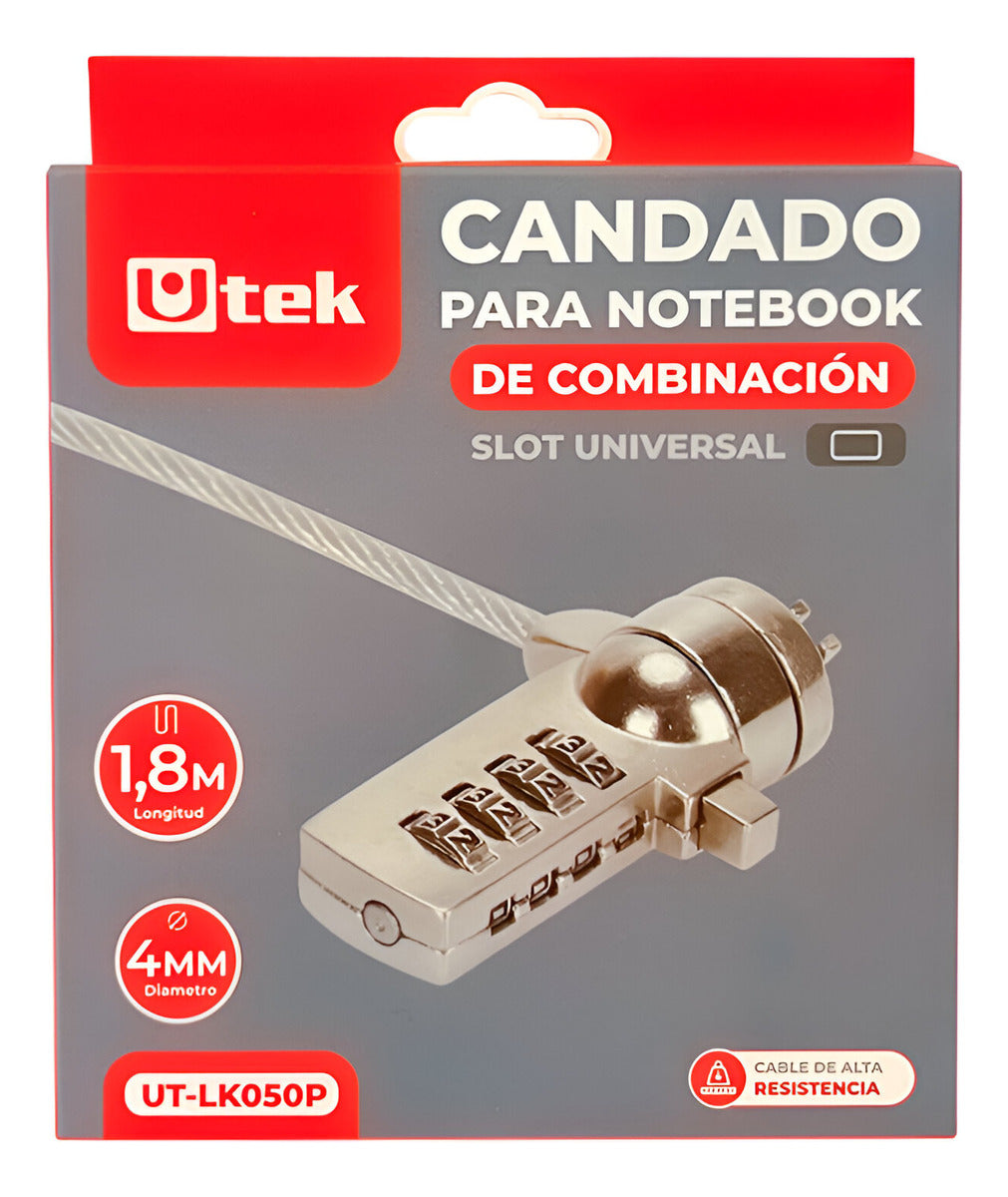 Candado Universal Notebook Clave 1.8 Metros Cable Reforzado