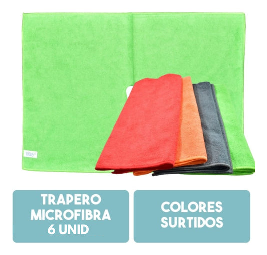 Trapero Microfibra Con Ojal Absorbente 6 Unid 48x68cm Teddy