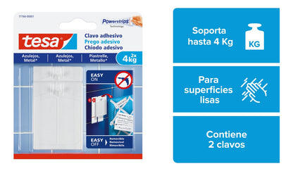 Pack 2 Blíster Clavo Adhesivo Tesa Para Azulejos Y Metal 4kg
