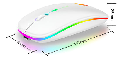 Mouse Inalámbrico Recargable 2.4ghz Led Rgb Distancia 10mts
