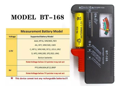 Tester Probador Pila Bateria Aa Aaa Varios Tamaños Hasta 9v