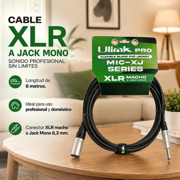 Cable De Audio Xlr Macho A Jack Mono De 6 Mts Ul-mic-xj4006