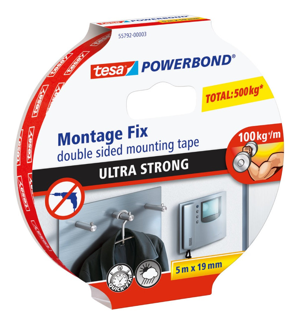 Cinta Doble Contacto Montaje 5mt X 19mm Ultra Fuerte Tesa