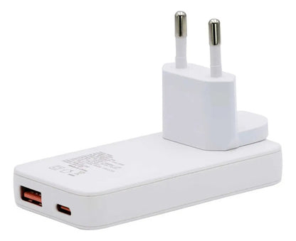 Cargador Super Rápido Pared Plano Tipo C Usb A 65w Philco Blanco