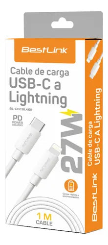 Cable Carga Usb-c A Lightning 27w Pvc 1m / Mod. Bl-chcbl460 Blanco