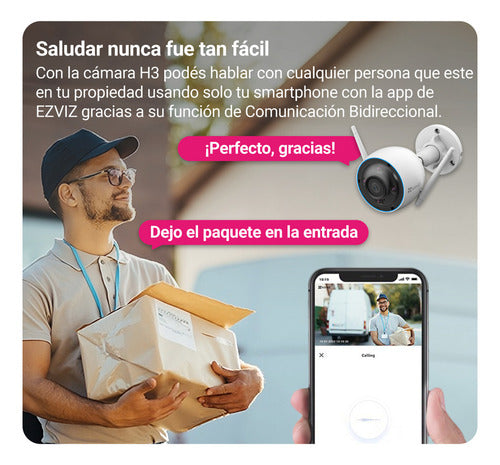 Camara Seguridad Wifi H3 2k Sirena Luz Exterior Audio Ezviz Blanco