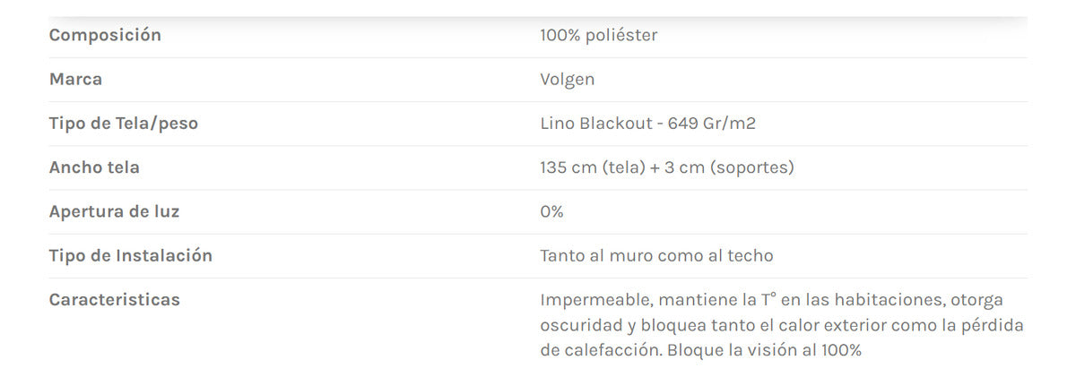Cortina Roller Lino Blackout 1,35x2,5mts Impermeable Volgen