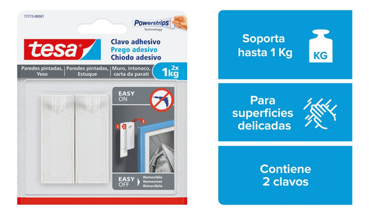 Pack 4 Blíster Clavo Adhesivo Removible Pared Yeso 1kg Tesa
