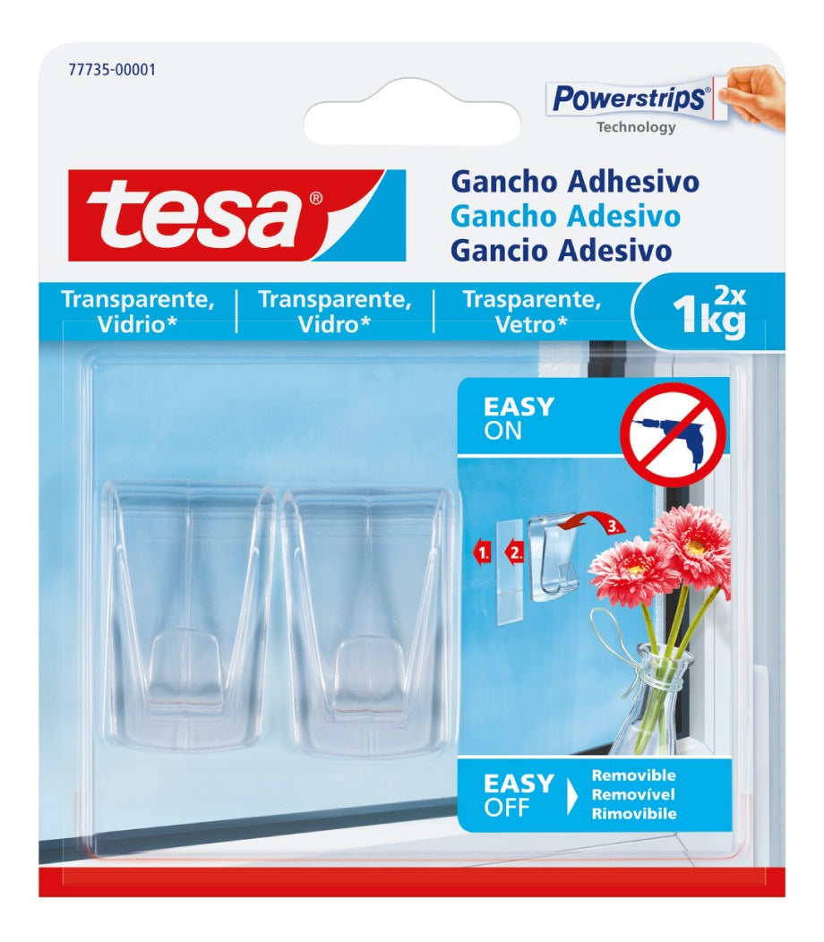 Pack X 2 Gancho Adhesivo Superficies Transparentes Tesa