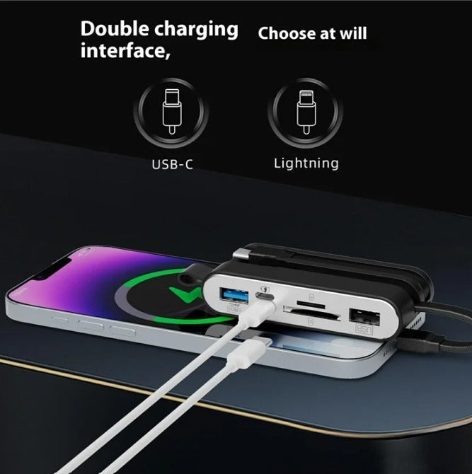 Hub 6 En 1 Entrada Usb 3.0 Usb C Ligthning Pc Smartphone