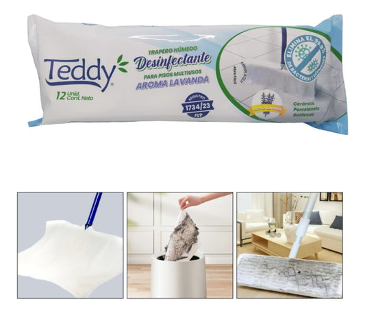 Trapero Húmedo Desinfectante Teddy Lavanda 12 Unidades
