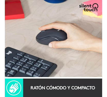 Kit Teclado Y Mouse Inalámbrico Silencioso Mk295 Logitech Es