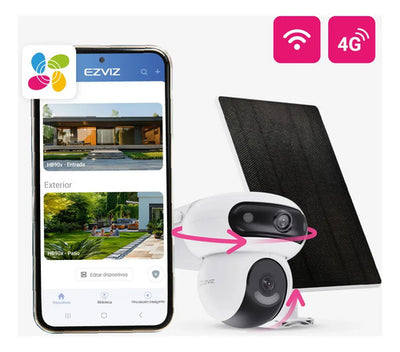 Camara Seguridad Kit Dual Hb90 2k+ 4g/wifi Panel Solar Ezviz Blanco