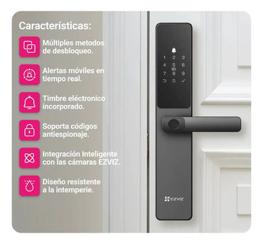 Cerradura Digital Ezviz Dl05 Wifi Huella Clave Tag De Proximidad App Smart Gris