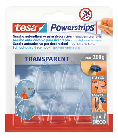 Gancho Adhesivos Decoración Transparentes 5 Unidades Tesa Transparente