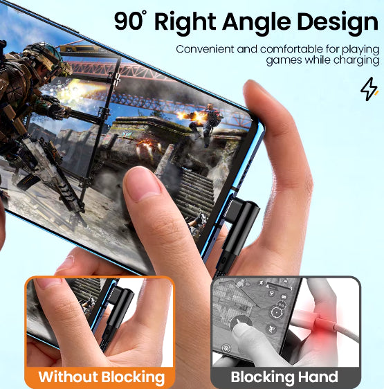 Cable Usb C Tipo C 90 Grados Carga Rápida 120 W Forma L 3mt