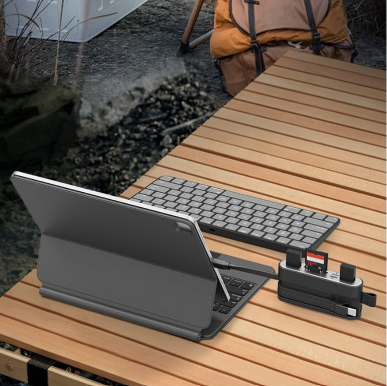 Hub 6 En 1 Entrada Usb 3.0 Usb C Ligthning Pc Smartphone