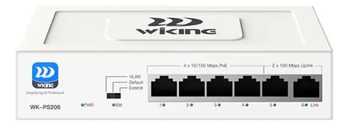 Switch 4 Puertos + 2 Poe 45w Uplink Wk-ps206 250m