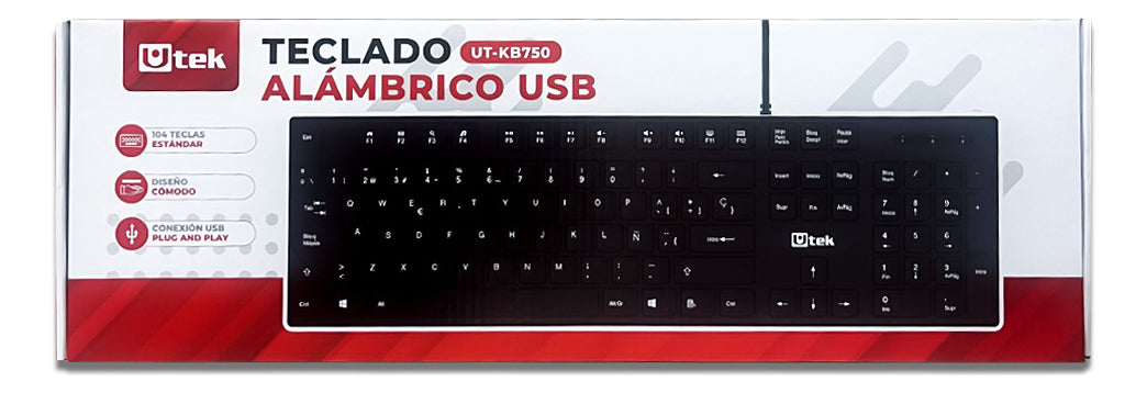 Teclado Alámbrico Usb Multimedia Teclas Slim Ut-kb750