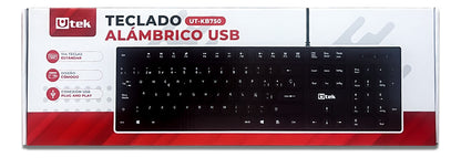 Teclado Alámbrico Usb Multimedia Teclas Slim Ut-kb750