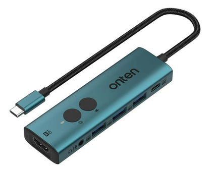 Hub Usb-c 6 En 1 Onten Hdmi 4k Pd 100w Azul Petróleo Otn-uc123+