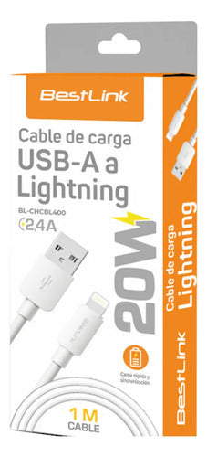 Cable Usb-a A Lightning 2.4a 1 Metro Bestlink Carga Rápida Blanco