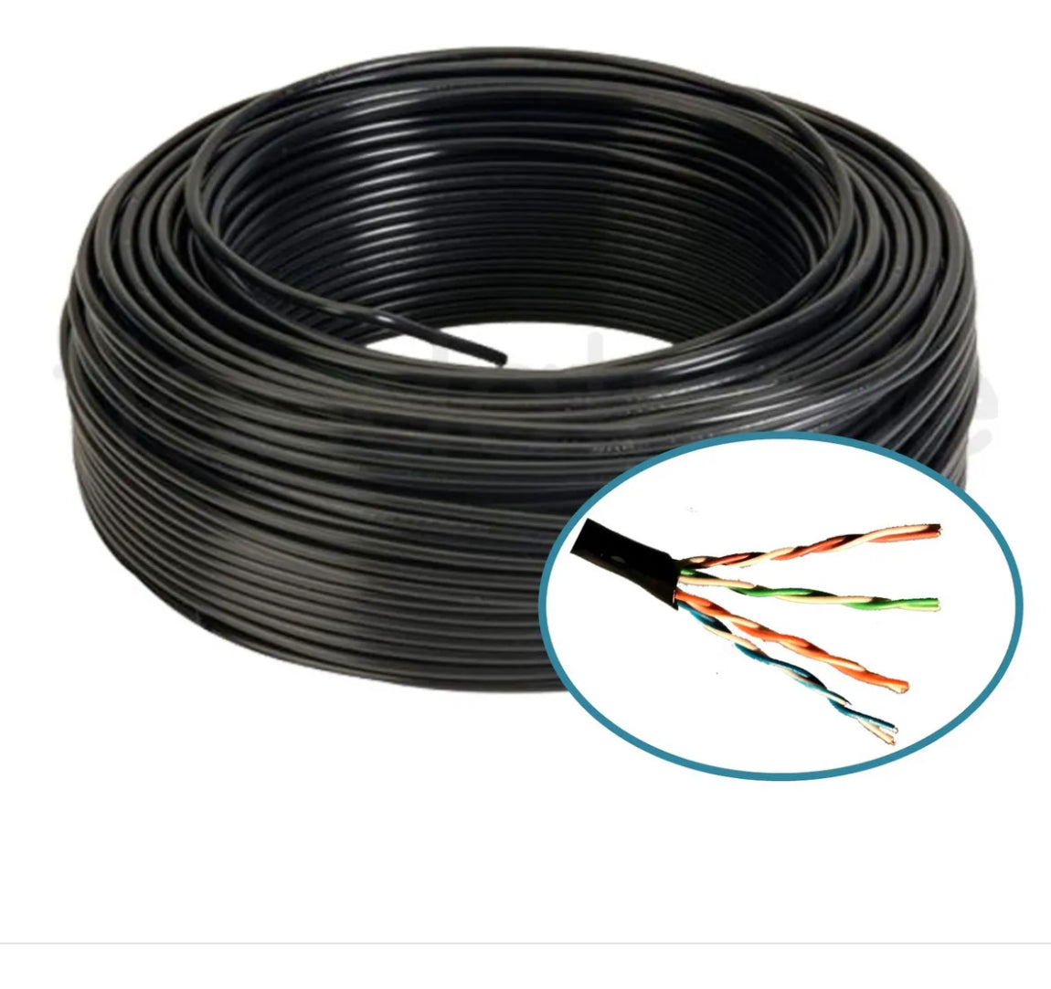 Cable Red Categoría 6 Utp Caja 100 Metros Externo Negro