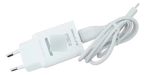 Cargador Cable Dual Usb A Tipo C Usb C 2.1 Amp Certificado Blanco